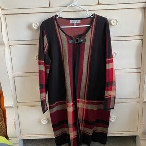 Kasper Black and Red Knit Sweater